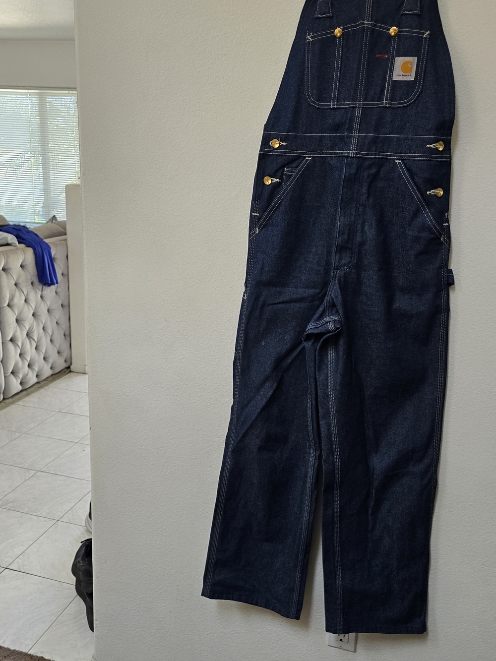Carhartt Men's Dark Blue Denim Overalls - Picture 2 of 7